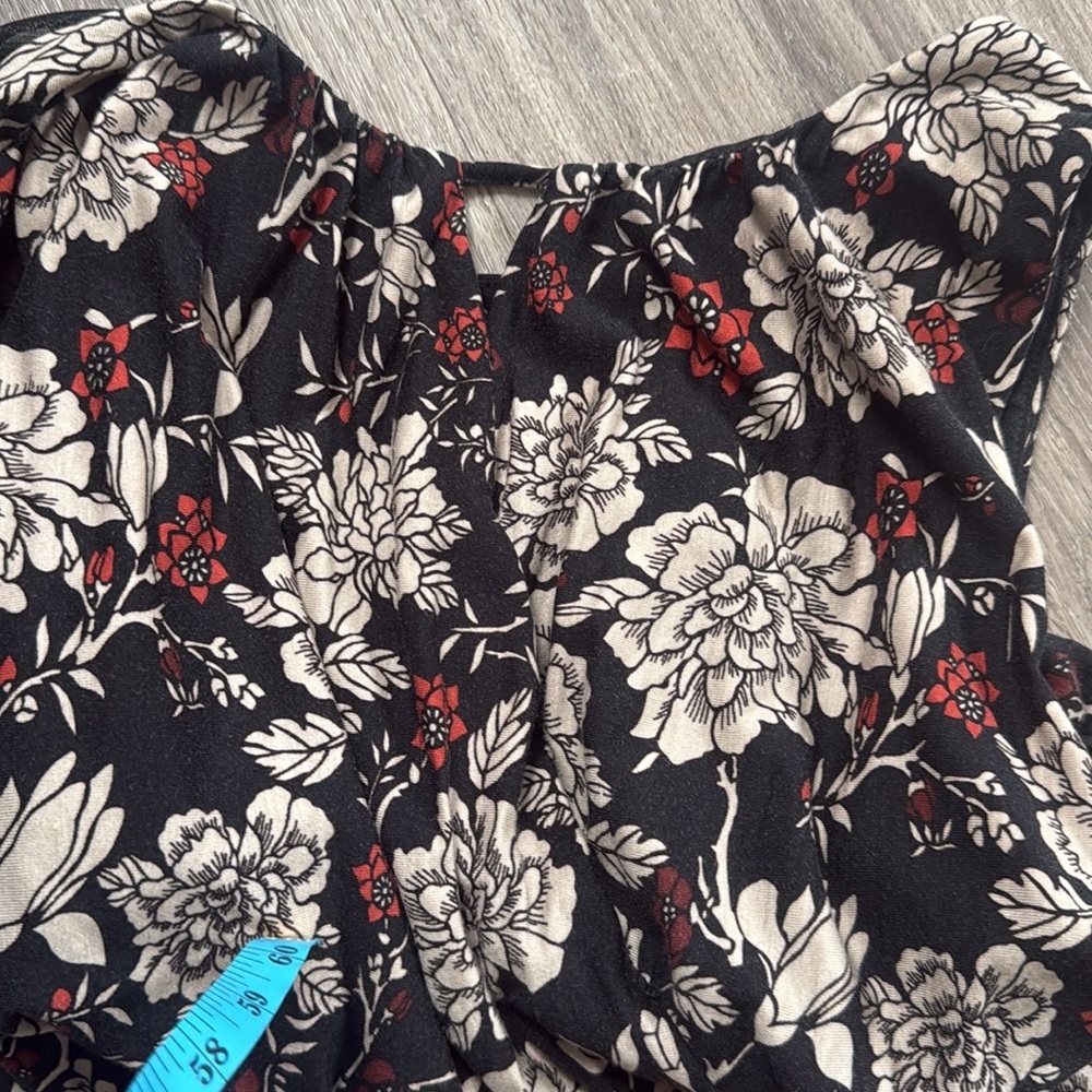 Garnet Hill Black and Tan Sleeveless Maxi Sundress Cutout floral - Picture 6 of 6